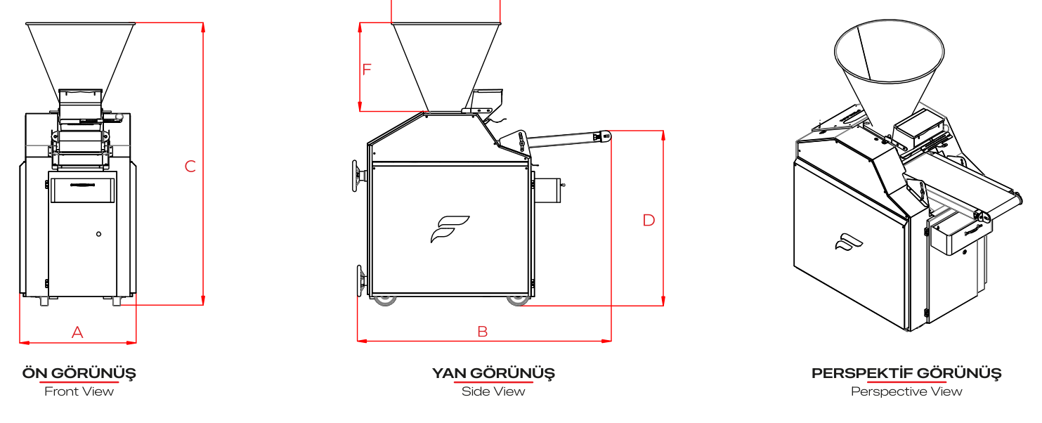 KTM 100 — Technical drawing and installation dimensions