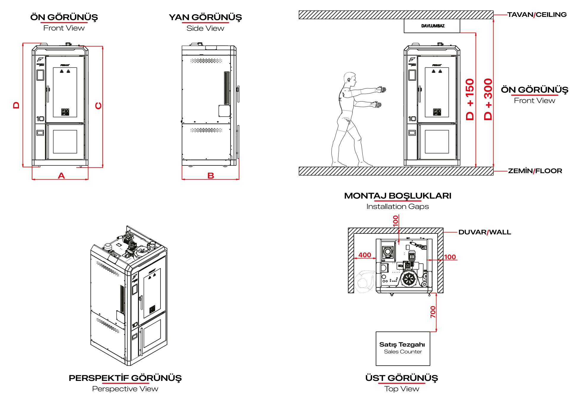 Rokon Classic FRN 10 — Technical drawing and installation dimensions