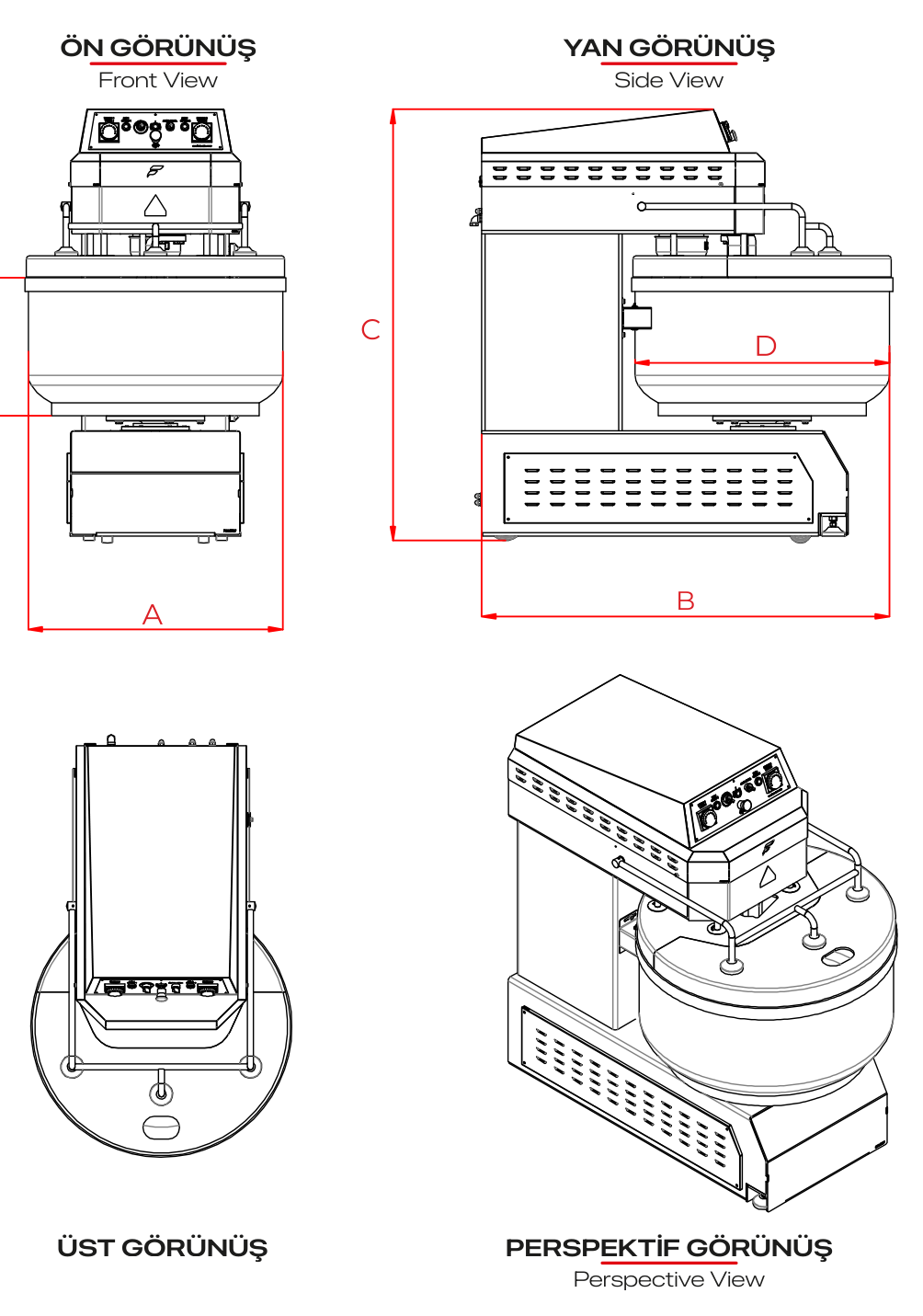 SPM 100 — Teknik çizim ve montaj ölçüleri